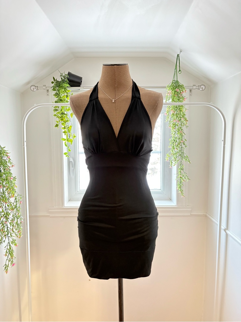 Black Halter Bodycon Dress - Women